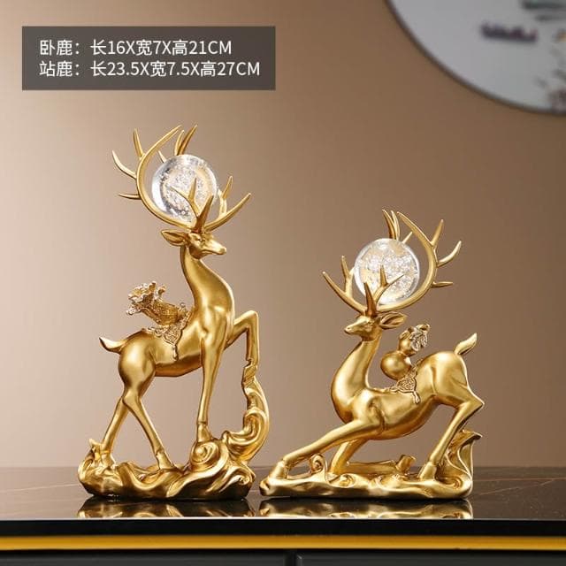 桃甜也居家生活 招財福鹿擺飾客廳電視櫃酒櫃玄關喬遷新居結婚禮物軟裝家居飾品