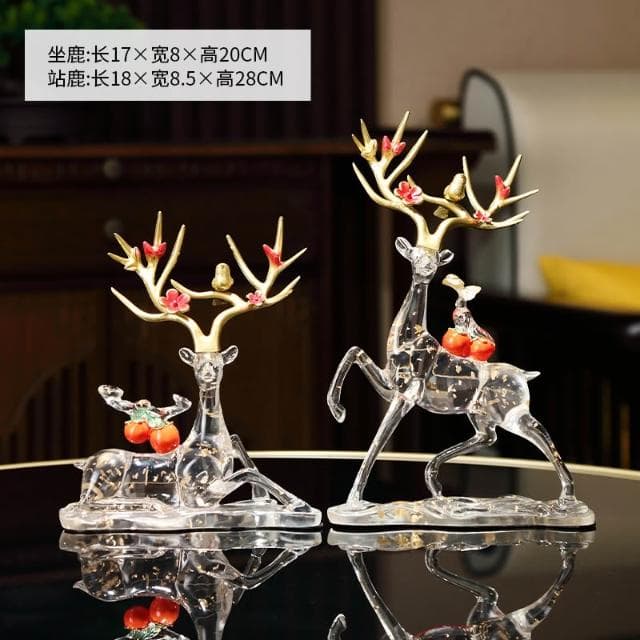 桃甜也居家生活 招財福鹿擺飾客廳電視櫃酒櫃玄關喬遷新居結婚禮物軟裝家居飾品