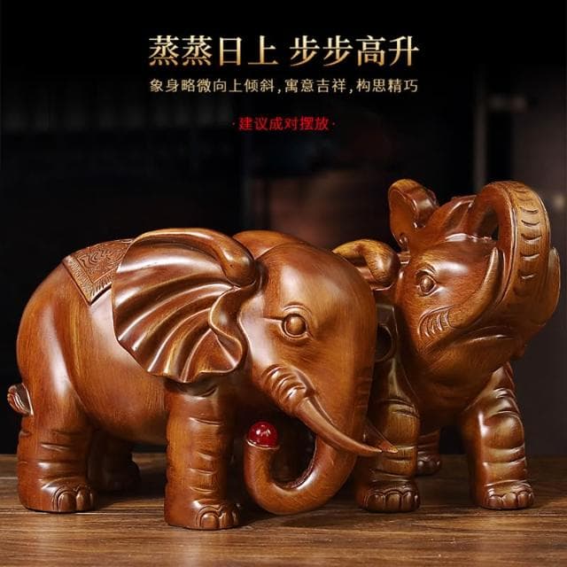 桃甜也居家生活 招財大象擺飾一對客廳玄關電視酒櫃辦公室工藝裝飾品喬遷開業禮品