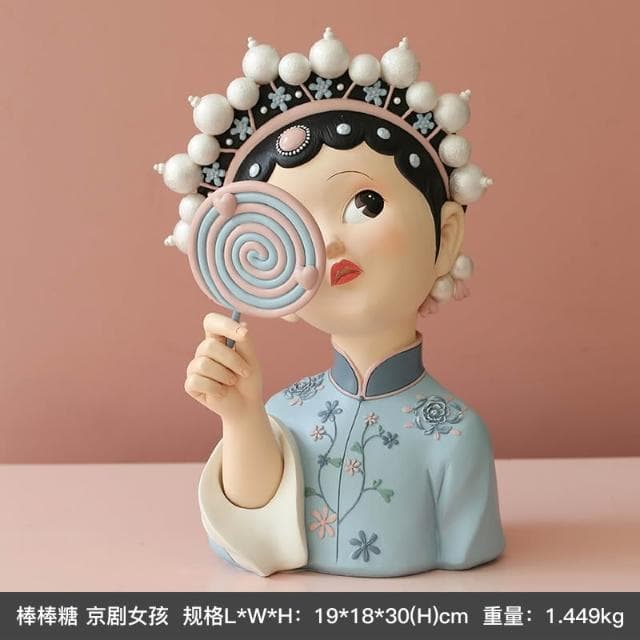 桃甜也居家生活 國潮藝術京劇女孩擺飾家居裝飾品客廳電視櫃酒櫃玄關喬遷新居禮品