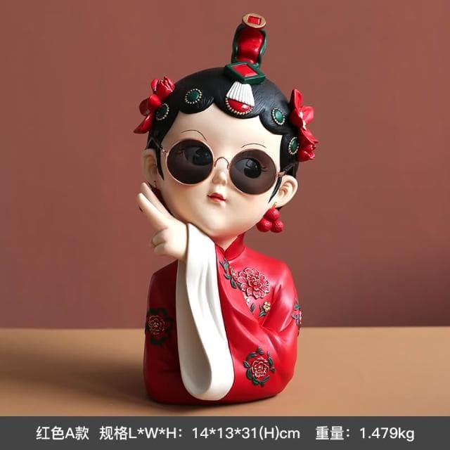 桃甜也居家生活 國潮藝術京劇女孩擺飾家居裝飾品客廳電視櫃酒櫃玄關喬遷新居禮品