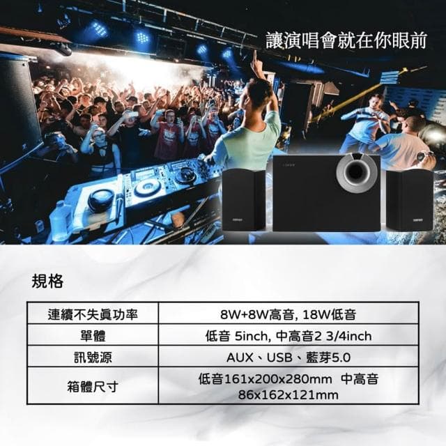 【EDIFIER】M206BT/黑色/藍牙三件式喇叭/34W