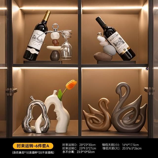 免運 時來運轉紅酒架/酒櫃擺件/家居客廳餐邊櫃杯架/電視櫃紅酒托/喬遷禮品