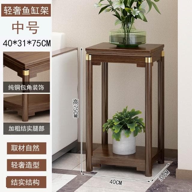 輕奢中式竹制花台加寬魚缸架花架家用客廳盆栽置物架陽臺植物架