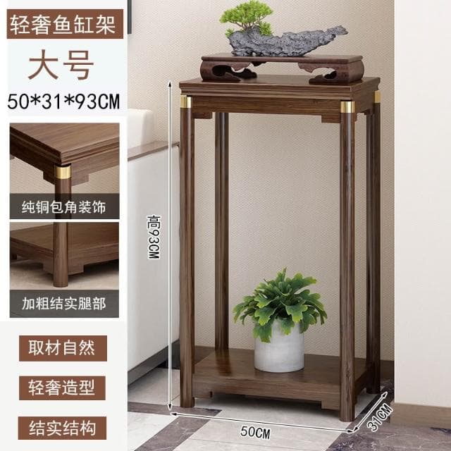 輕奢中式竹制花台加寬魚缸架花架家用客廳盆栽置物架陽臺植物架