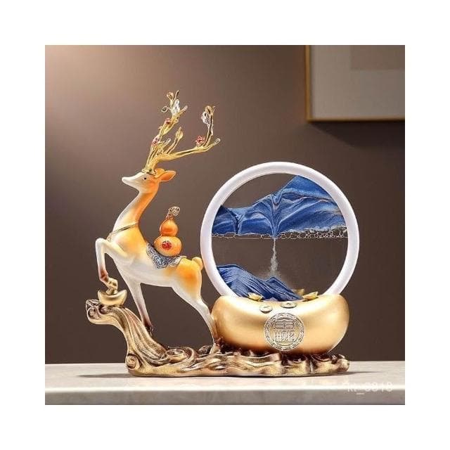 水晶樹流沙畫 黃水晶 發財樹 元寶鹿 招財擺飾 入厝禮物 客廳擺飾 喬遷禮品 玄關擺件 居傢裝飾 交換禮物