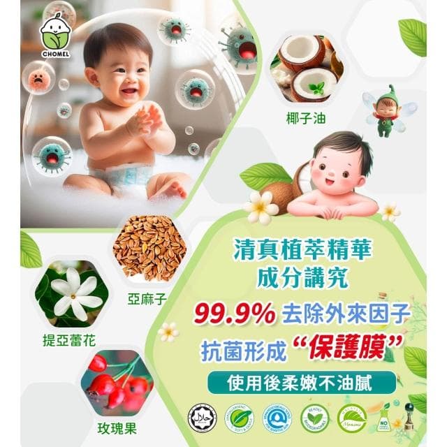 Chomel 啾美兒 嬰兒植萃乳液 500ml 全效植萃配方🌱適用嬰兒護理及母嬰用品 🌱植萃認證