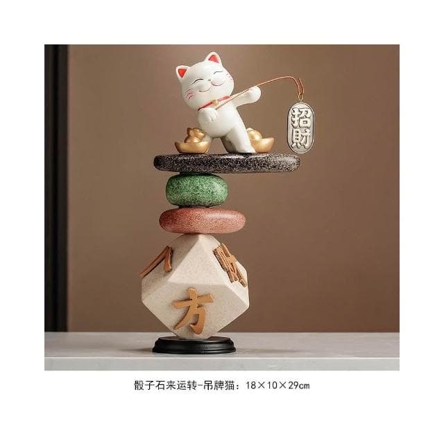 八方來財 時來運轉 招財貓擺件 辦公室酒櫃裝飾品八 喬遷店鋪開業禮品 時來運轉 療癒小物 辦公室風水陶瓷擺件