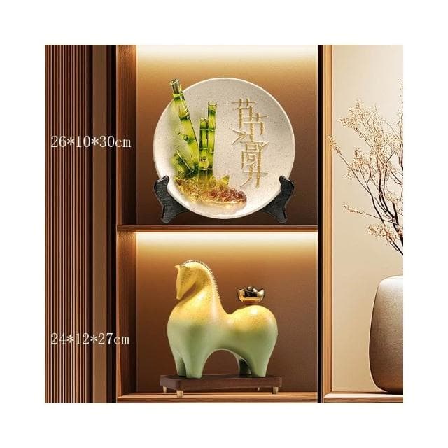 馬上有錢擺件 招財辦公室裝飾品 高檔新中式客廳擺件 喬遷開業禮品 祝福寓意 療癒小物 辦公室風水陶瓷擺件