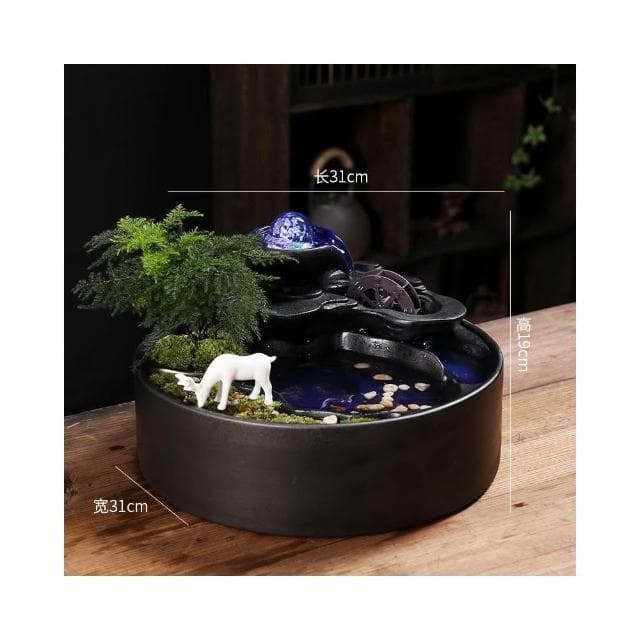 流水生財 循環水招財 風水球噴泉 辦公室桌面茶几小擺件 開業喬遷禮物 時來運轉 療癒小物 辦公室風水陶瓷擺件