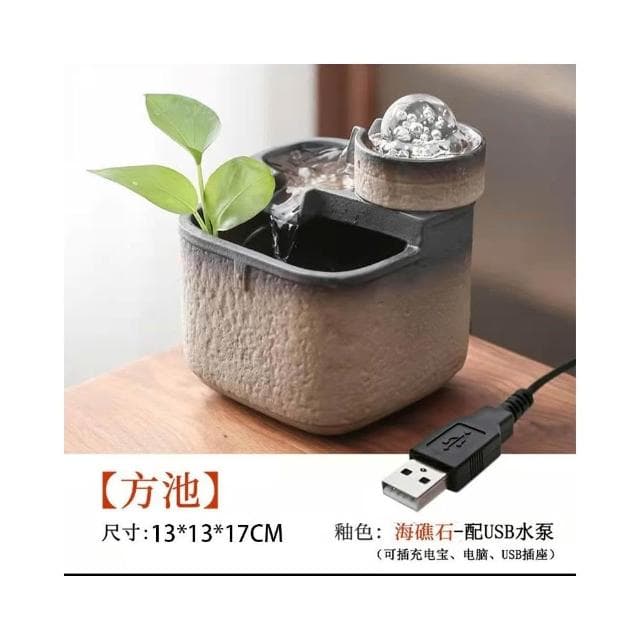 流水擺件 循環風水球 辦公室桌面擺件 開業喬遷禮物 時來運轉 療癒小物 辦公室風水陶瓷擺件 陶瓷噴泉流水罐