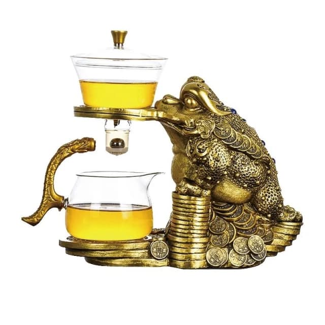 招財金蟾蜍自動磁吸泡茶壺 ( 懶人茶具 茶杯 茶壺 茶具 功夫茶具 泡茶壺 自動泡茶 泡茶組 茶具組 入厝 送禮 開店)