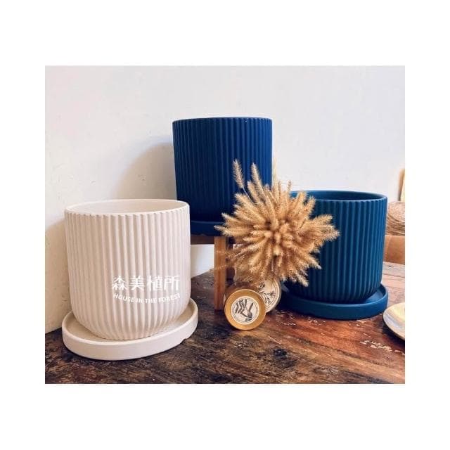 陶盆 簡約線條盆 北歐INS風 觀葉植物 水泥盆 盆器 盆栽