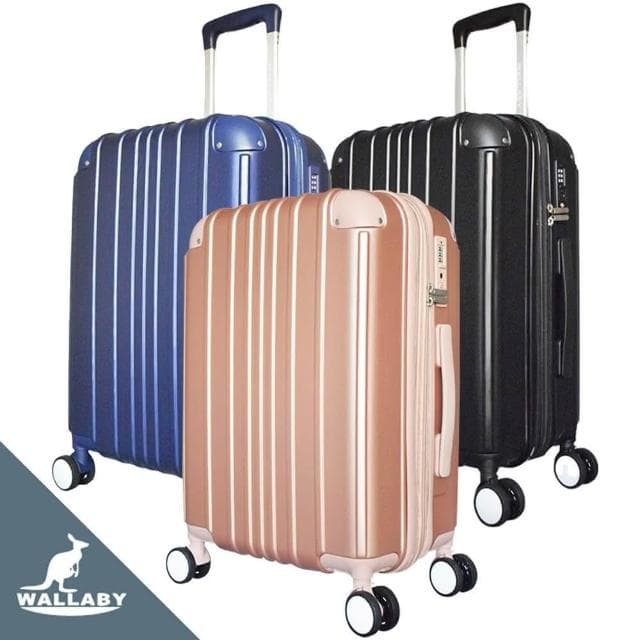 【WALLABY】輪子超滑順!經典直條紋 海關鎖 可加大 行李箱 登機箱(18吋廉航/20吋/24吋/28吋)