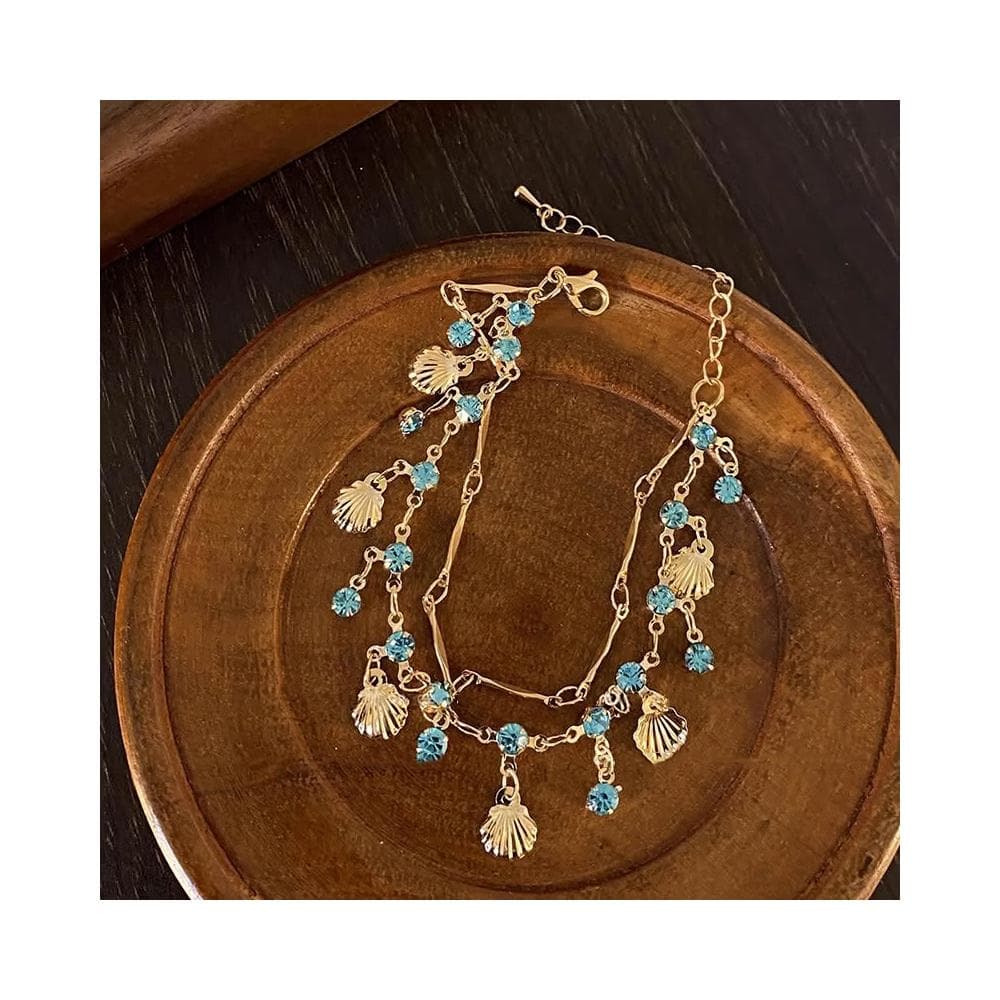 🎗飾間首飾鋪 藍鋯貝殼手鍊輕奢小眾精緻度假風疊戴手飾女高級感配件