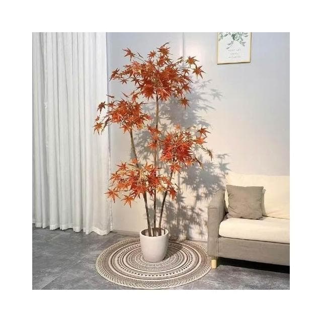 ✨可開發票✨ins仿真紅綠植楓樹盆栽北歐現代輕奢客廳房間網紅室內落地假樹 假植物落地擺件居傢裝飾 仿真植物 人造植物