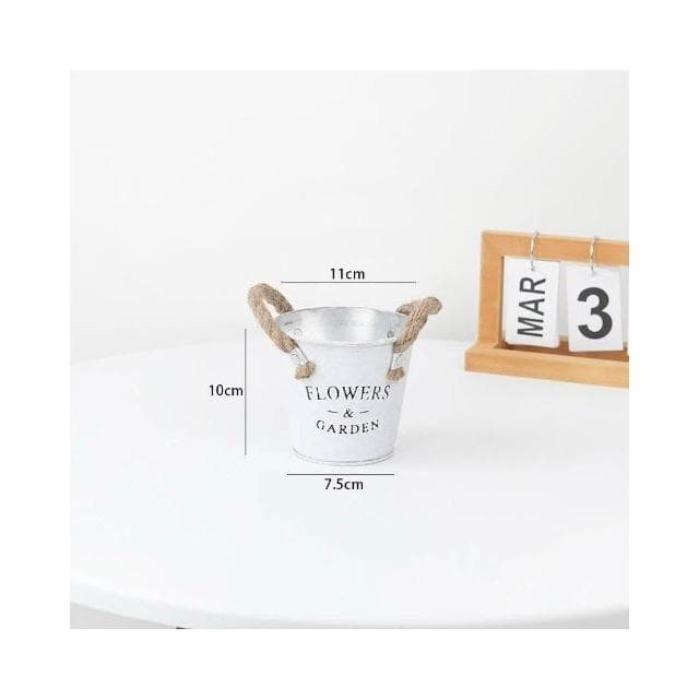 【璟采職人】園藝盆器 多肉植物 作舊鐵桶 室內擺飾 多肉盆器 永生花花器 乾燥花花器 造型花盆 盆栽花器 花禮 送禮