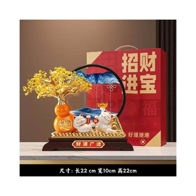 發財樹流沙畫招財貓擺件開業禮物辦公室店鋪前臺裝飾喬遷新居禮物