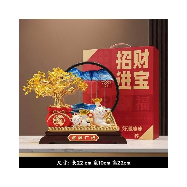 發財樹流沙畫招財貓擺件開業禮物辦公室店鋪前臺裝飾喬遷新居禮物