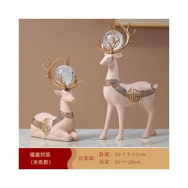 發財樹擺件新中式客廳電視櫃辦公室桌面搖錢樹鹿裝飾喬遷開業禮物