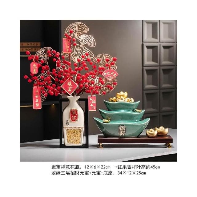 招財聚寶盆擺件新中式家居客廳辦公室博古架高檔裝飾品喬遷禮物