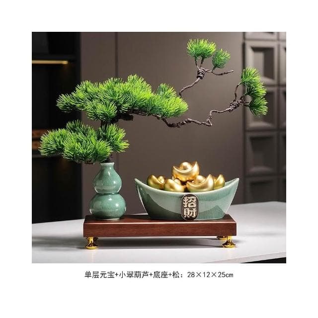 招財聚寶盆擺件新中式家居客廳辦公室博古架高檔裝飾品喬遷禮物