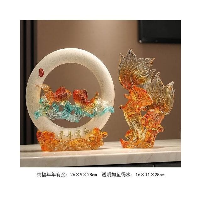 年年有餘招財魚擺件玄關辦公室客廳酒櫃電視櫃裝飾品搬家喬遷禮物