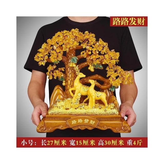 招財金蟾擺件黃水晶搖錢樹發財樹客廳酒櫃裝飾喬遷開業禮品金白菜