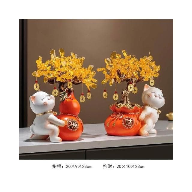 新中式福袋葫蘆招財貓擺件發財搖錢樹客廳酒櫃裝飾品喬遷新居禮品
