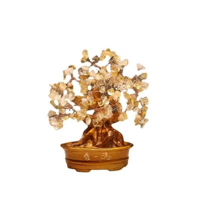 天然黃水晶招財樹搖錢樹家居客廳酒櫃辦公室擺件發財樹送禮喬遷