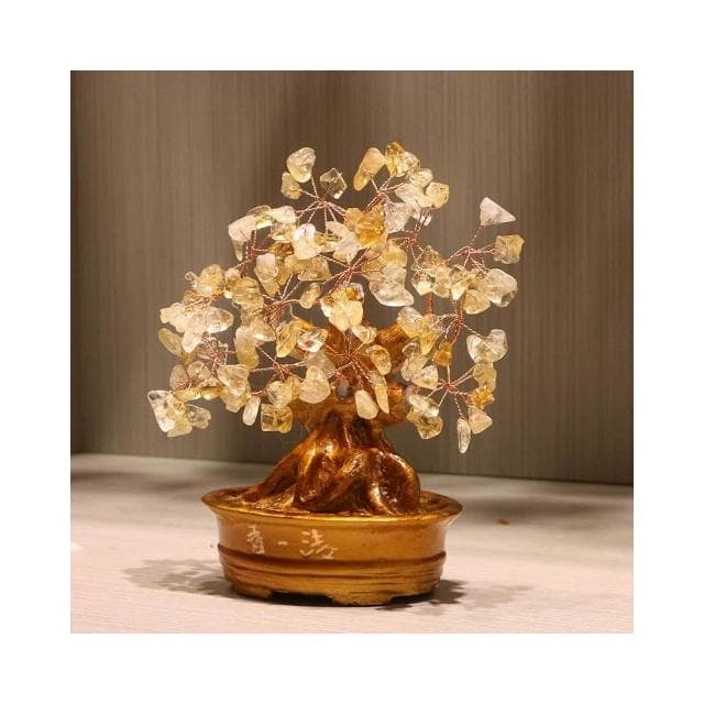 天然黃水晶招財樹搖錢樹家居客廳酒櫃辦公室擺件發財樹送禮喬遷