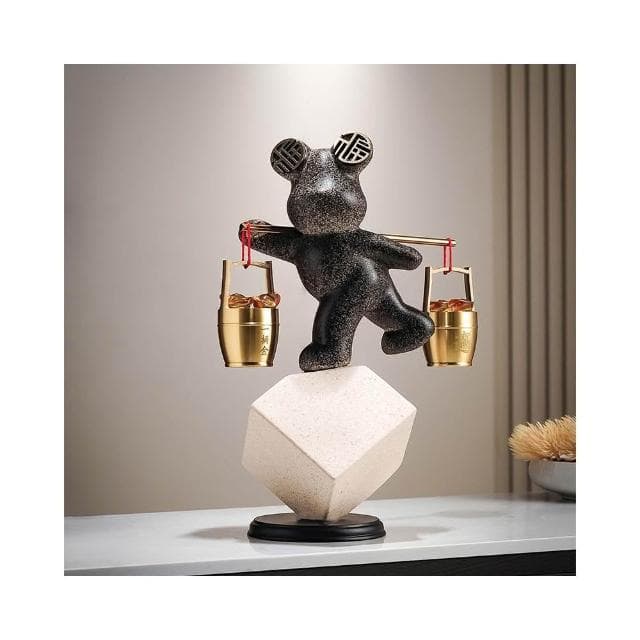 招財進寶熊一桶金擺件玄關客廳電視櫃裝飾辦公室開業喬遷新居禮物