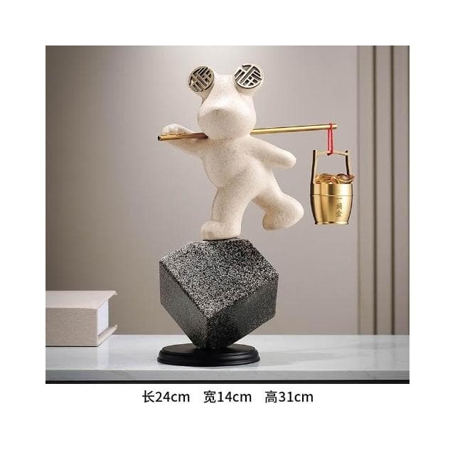 招財進寶熊一桶金擺件玄關客廳電視櫃裝飾辦公室開業喬遷新居禮物