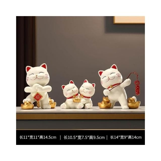 招財貓一家三四五口的擺件輕奢客廳電視櫃酒櫃玄關裝飾品喬遷禮物