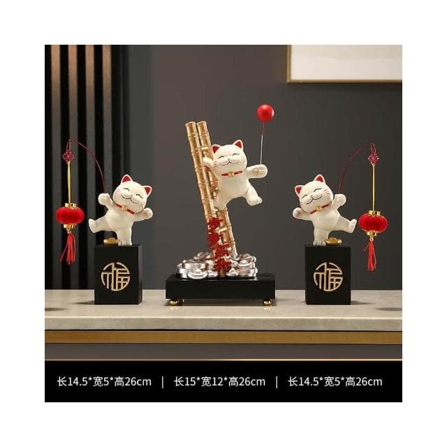 招財貓一家三四五口的擺件輕奢客廳電視櫃酒櫃玄關裝飾品喬遷禮物