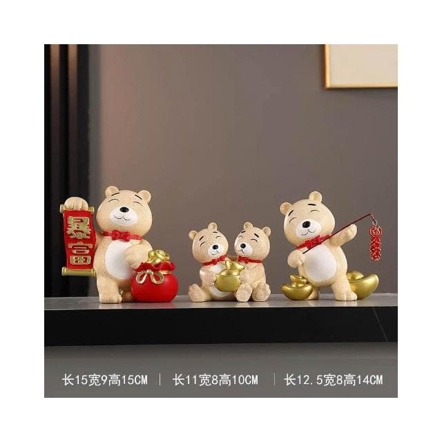 招財貓一家三四五口的擺件輕奢客廳電視櫃酒櫃玄關裝飾品喬遷禮物