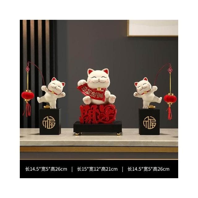 招財貓一家三四五口的擺件輕奢客廳電視櫃酒櫃玄關裝飾品喬遷禮物