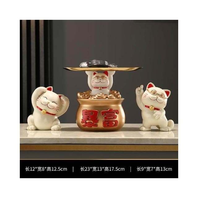 招財貓一家三四五口的擺件輕奢客廳電視櫃酒櫃玄關裝飾品喬遷禮物