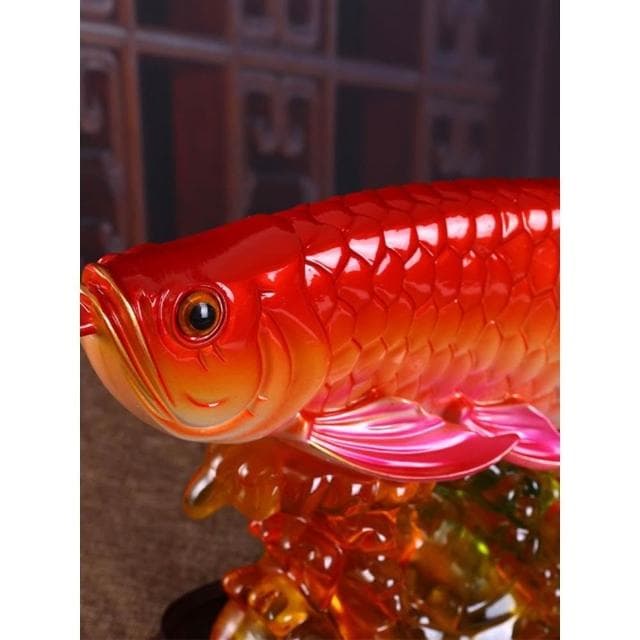 中式仿玉樹脂工藝品招財金龍魚開業喬遷送禮風水家裏客廳擺件創意