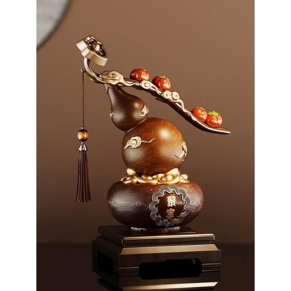 柿柿如意葫蘆聚寶盆擺件客廳招財聚財喬遷新居搬家禮物裝飾