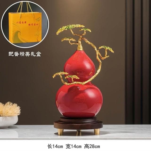 琺瑯彩蘭花葫蘆擺件高檔客廳酒櫃辦公室裝飾品喬遷新居禮品