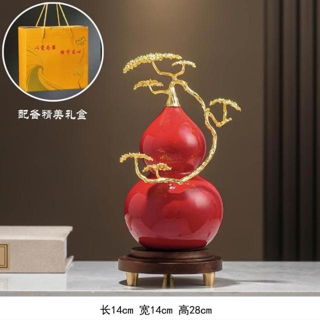 琺瑯彩蘭花葫蘆擺件高檔客廳酒櫃辦公室裝飾品喬遷新居禮品