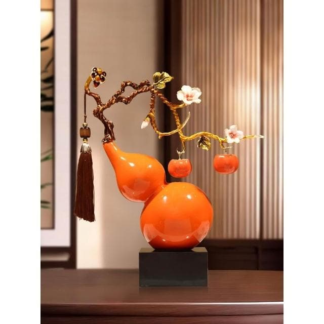 喜柿連連陶瓷葫蘆擺件新中式高檔客廳電視酒櫃裝飾喬遷搬新家禮物