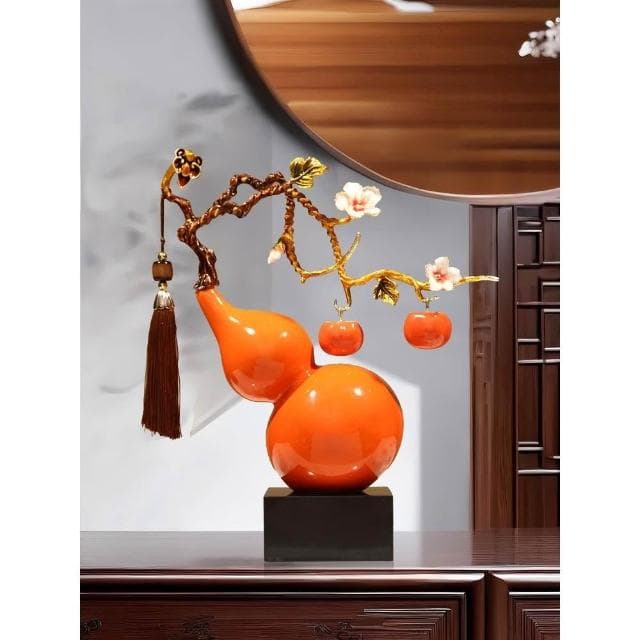 喜柿連連陶瓷葫蘆擺件新中式高檔客廳電視酒櫃裝飾喬遷搬新家禮物