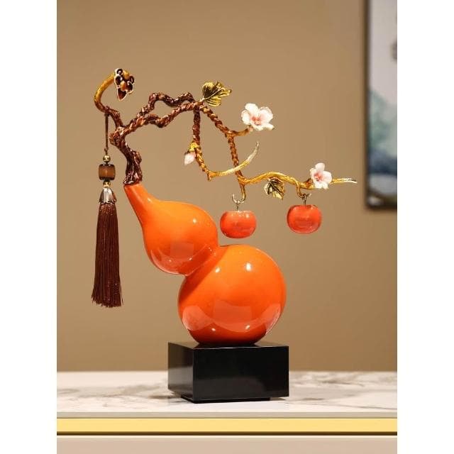 喜柿連連陶瓷葫蘆擺件新中式高檔客廳電視酒櫃裝飾喬遷搬新家禮物