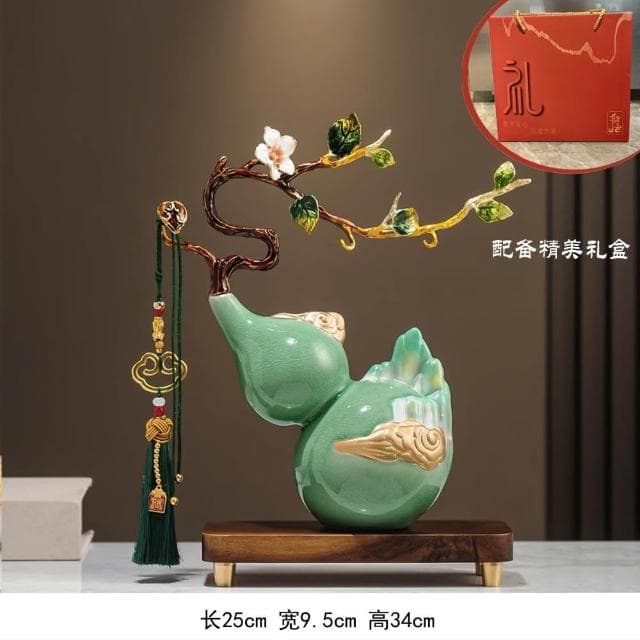 琺瑯彩山峰福祿葫蘆擺件招財高檔客廳電視櫃裝飾開業喬遷新居禮品