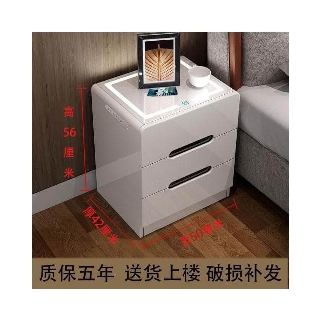 床頭櫃ins風簡約現代多功能無綫充電藍牙音響指紋鎖簡易儲物櫃床頭櫃 抽屜櫃 臥室櫃 置物櫃 收納櫃 ADWF