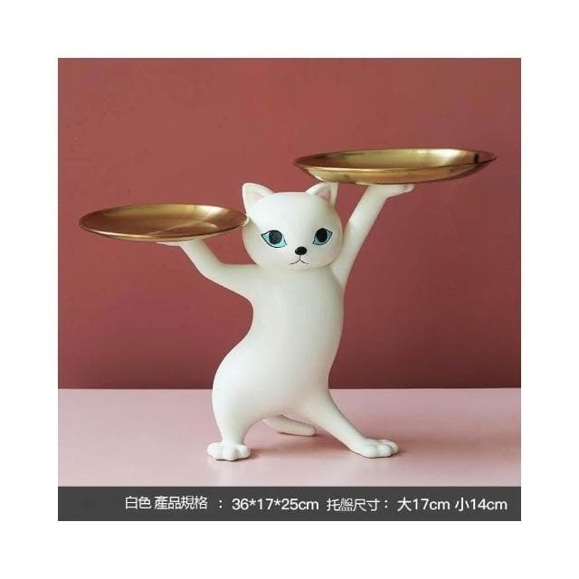 妖嬈貓擺件 貓咪托盤 沙雕貓 玄關擺件 貓咪擺飾 零食盤 鑰匙收納架 生日禮物 交換禮物 喬遷禮物