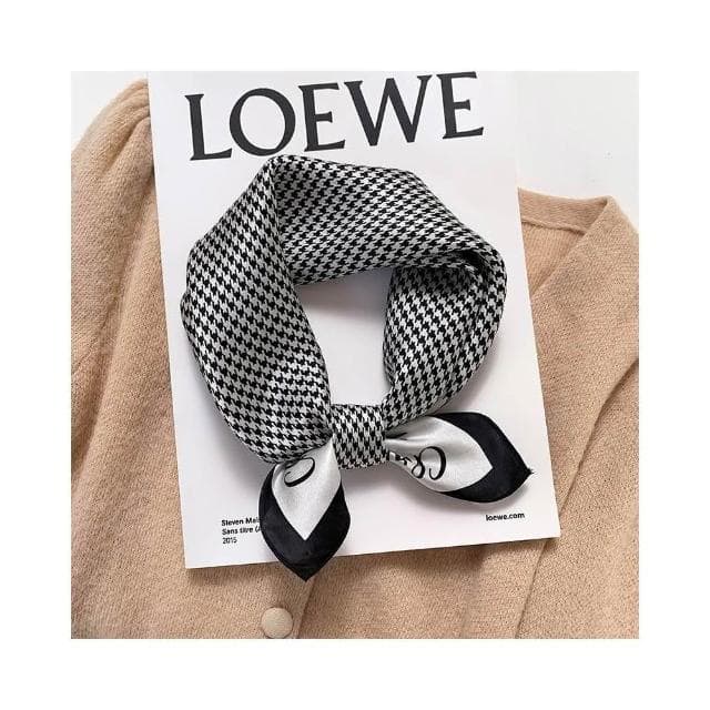 梵花 絲綢桑蠶絲絲巾簡約黑白條紋真絲圍巾女小方巾領巾披肩