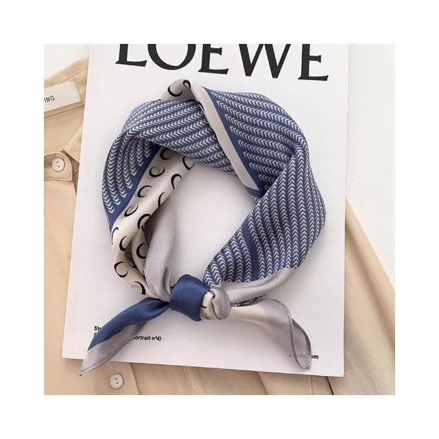 梵花 絲綢桑蠶絲絲巾簡約黑白條紋真絲圍巾女小方巾領巾披肩